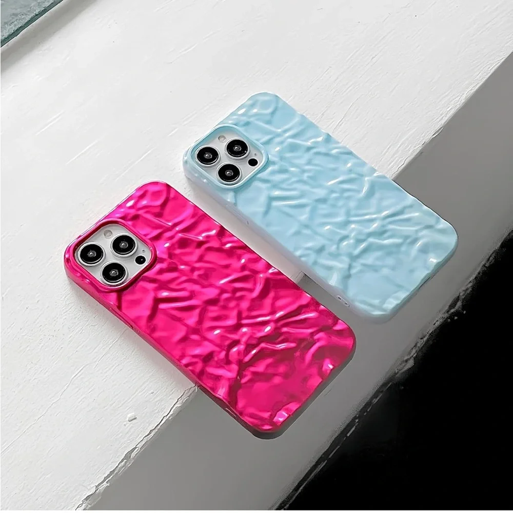 5for$10 Hot Pink iPhone 13 Pro Max Phone Case Cute 3D Tin Foil Luxury Phone Case